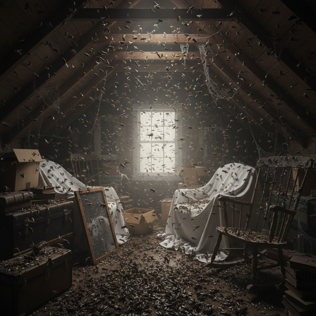 Image pour invasion de mouches dans grenier